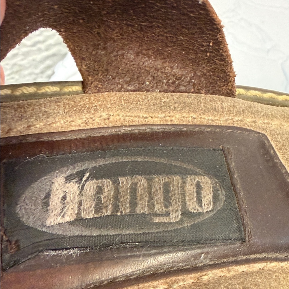 Vintage BONGO Brown Leather Platform Wedge Sandals Made In Brazil - Picture 8 of 8